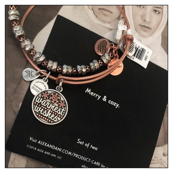 Alex & Ani Warmest Wishes Rose Gold Bangle Set - Picture 2 of 3